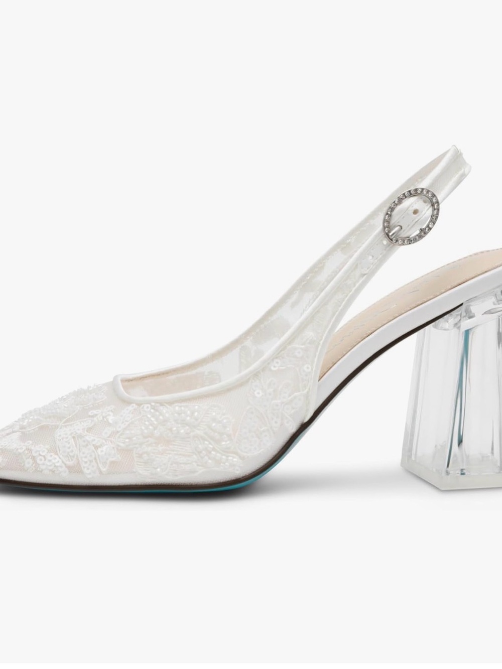 Betsey Johnson White Sequin Embellished Slingback Heels - Picture 5 of 10